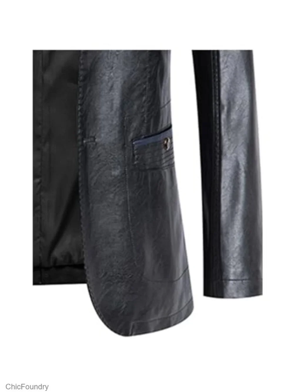 Men's Faux Leather Blazer Notched Collar 2 Button Slim Fit Business Coat